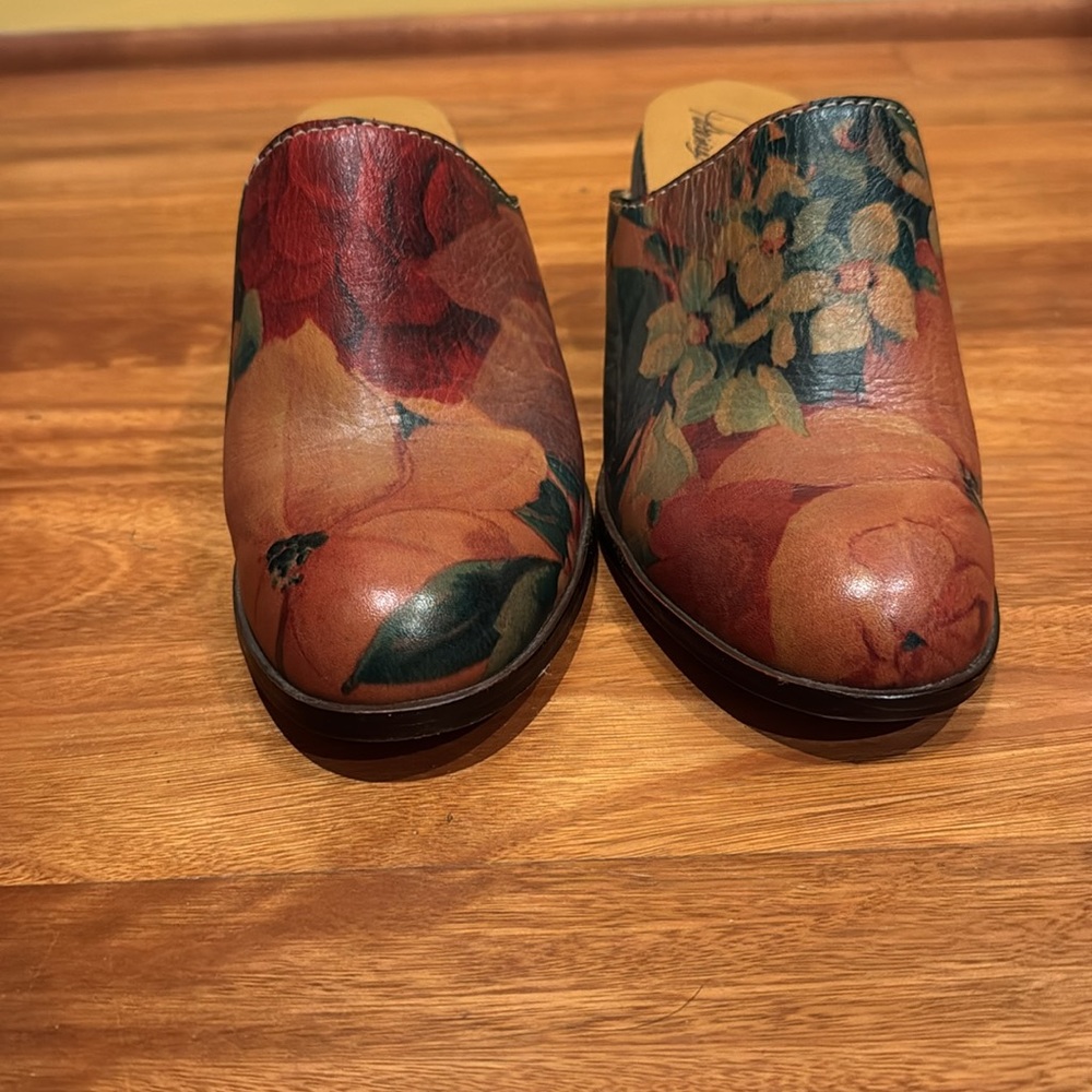 PATRICIA NASH NICIA FLORAL LEATHER MULE SHOES slip-on SIZE 7.5 - Picture 6 of 9